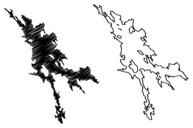 Vygozero Gölü (Rusya, Rusya Federasyonu, Karelia Cumhuriyeti) harita vektör çizimi, çizim Vygozero haritası