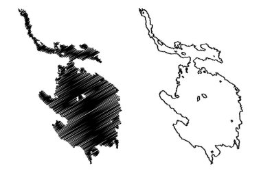 Yanisyarvi Gölü (Rusya, Rusya Federasyonu, Karelia Cumhuriyeti) harita çizimi, çizim çizimi Janisjarvi haritası