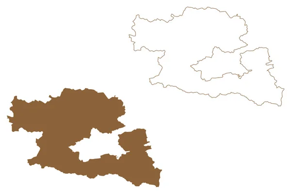 Villach Land District Republic Austria Osterreich Carinthia Karnten State Map — Stock Vector