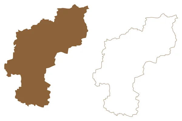 Sankt Polten市和地区 奥地利共和国或奥斯特里希州 下奥地利州或Niederosterreich州 地图矢量图解 手绘草图Sankt Plten或St Plten地图 — 图库矢量图片
