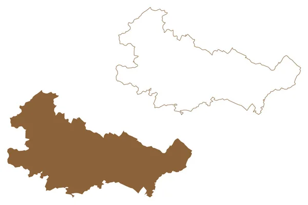 Distretto Baden Repubblica Austria Osterreich Bassa Austria Stato Niederosterreich Mappa — Vettoriale Stock