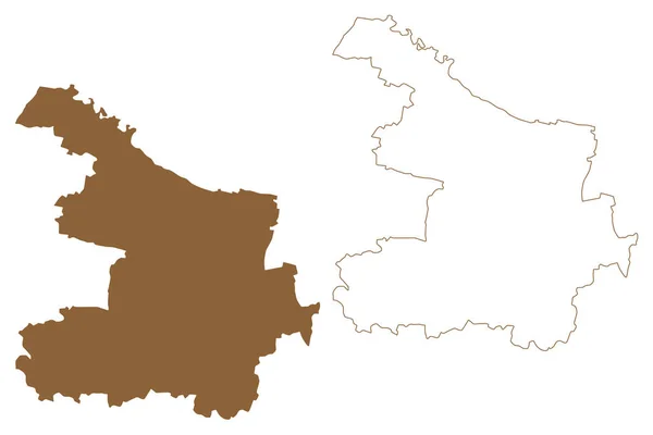 Hollabrunn District Republic Austria Osterreich Lower Austria Niederosterreich State Map —  Vetores de Stock