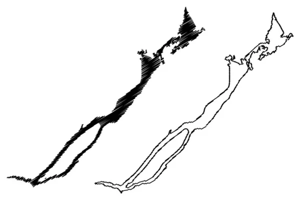 ทะเลสาบแกรนด แคนาดา อเมร กาเหน วฟาวแลนด และลาบราดอร แผนท ภาพเวกเตอร แผนท สเก — ภาพเวกเตอร์สต็อก