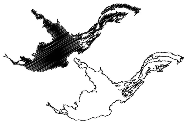 Great Slave Lake Canada North America Map Vector Illustration Scribble — Vetor de Stock