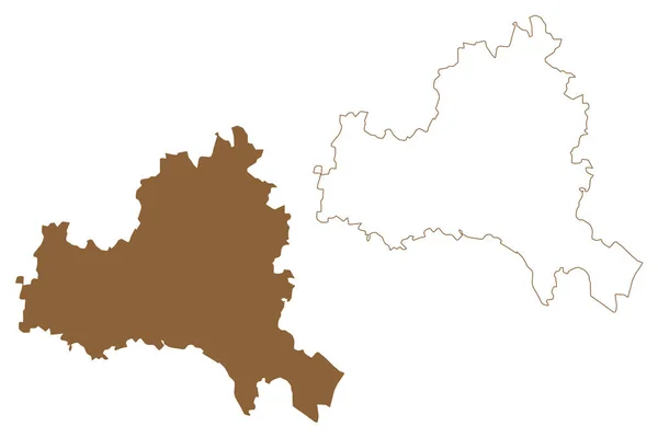 コルネブルク郡 オーストリア共和国またはオステルレヒ州 下オーストリアまたはニーダーオステルレヒ州 地図ベクトル図 スクリブル スケッチベジーク コルネブルク地図 — ストックベクタ
