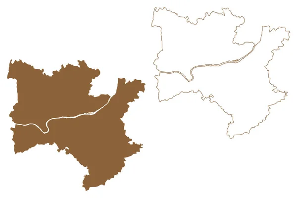 Distrito Melk República Áustria Osterreich Baixa Áustria Estado Niederosterreich Mapa —  Vetores de Stock