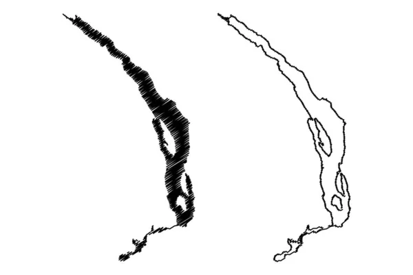 Λίμνη Harrison Καναδάς Βόρεια Αμερική Χάρτη Διανυσματική Απεικόνιση Scribble Σκίτσο — Διανυσματικό Αρχείο