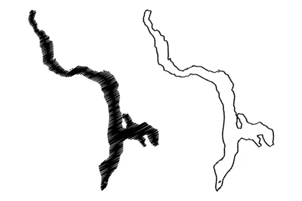 Lake Hauroko New Zealand South Island Map Vector Illustration Scribble — Stock vektor