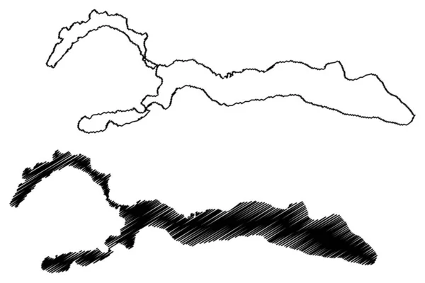 Карта Озера Уэчулафкен Паймун Эпулафкен Южная Америка Аргентинская Республика Аргентина — стоковый вектор