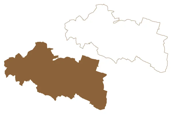 Modling区 奥地利共和国或奥斯特赖希州 下奥地利州或Niederosterreich州 地图矢量图解 速写草图Bezirk Mdling地图 — 图库矢量图片
