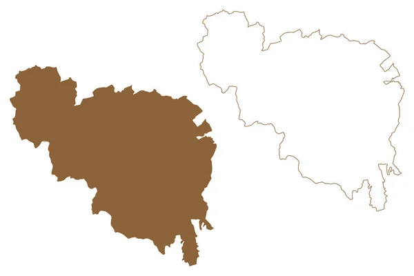 ノイキルヒェン郡 オーストリア共和国またはオステルヒェン州 下オーストリアまたはニーダーオステルヒェン州 地図ベクトル図 スクリブル スケッチベジーク ヌンキルヒェン地図 — ストックベクタ