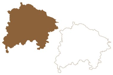 Waidhofen an der Thaya district (Republic of Austria or osterreich, Lower Austria or Niederosterreich state) map vektör ilüstrasyonu, dooble sketch Bezirk Waidhofen an der Thaya map