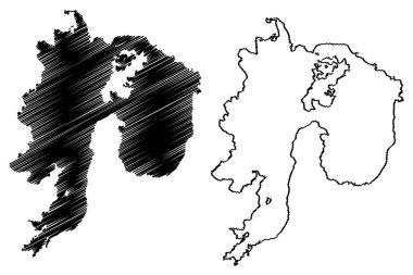 Lake Karakul (Republic of Tajikistan) map vector illustration, scribble sketch Qarokul map