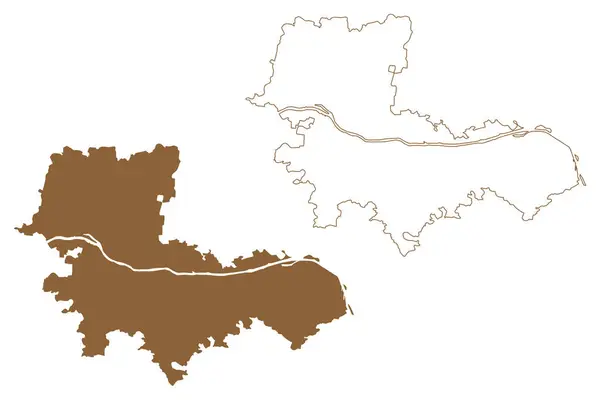 Иллюстрация Векторной Карты Района Тан Дер Остерфельд Австрийская Республика Остерфельд — стоковый вектор