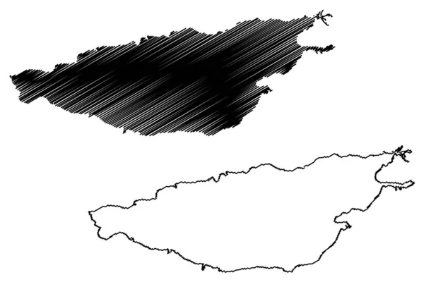 Issyk Kul See Kirgisistan Kirgisische Republik Kartenvektorillustration Kritzelskizze Issyk Kul — Stockvektor