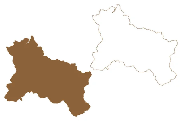 Hallein区 奥地利共和国或萨尔茨堡州Osterreich 地图矢量图解 速写草图Bezirk Hallein或Tennengau地图 — 图库矢量图片