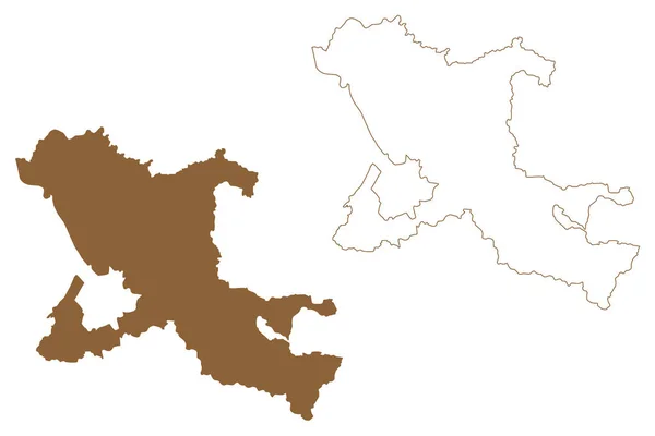 Distretto Salisburgo Umgebung Repubblica Austria Osterreich Stato Salisburgo Mappa Vettoriale — Vettoriale Stock