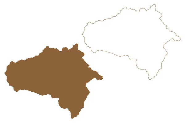 タンスヴェグ地区 オーストリア共和国またはオステルレヒ州 ザルツブルク州 地図ベクトル図 スケッチブック Bezirk Tamsweg Lungau Map — ストックベクタ