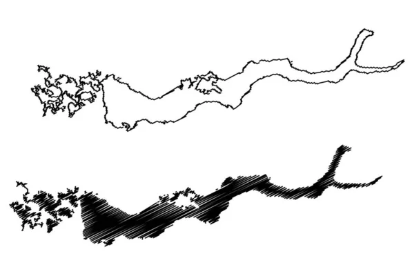 Λίμνη Khantayskoye Ρωσία Ρωσική Ομοσπονδία Χάρτη Διανυσματική Απεικόνιση Scribble Σκίτσο — Διανυσματικό Αρχείο