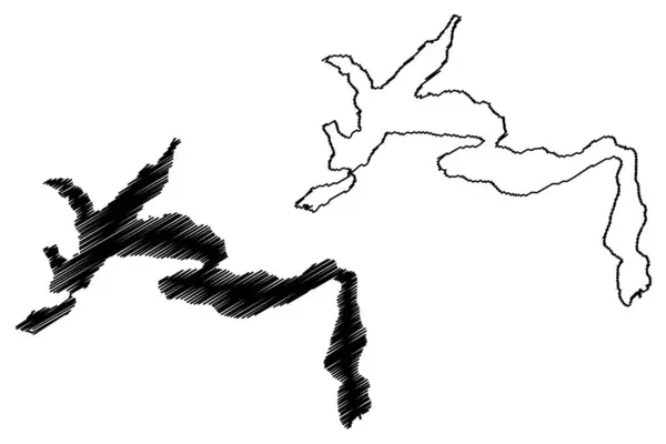 Lake Lucerne Swiss Confederation Switzerland Map Vector Illustration Scribble Sketch — Stockový vektor