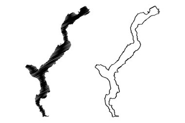 Lake Maggiore (Italian Republic, Italy, Switzerland, Swiss Confederation) map vector illustration, scribble sketch Lago Verbano map