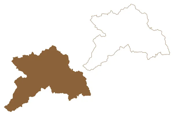 Murau District Republic Austria Osterreich Styria Steiermark Stajerska State Mapa — Vector de stock