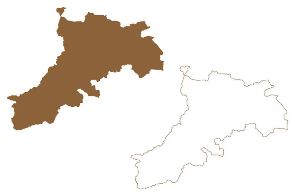 ロイテ郡 オーストリア共和国またはオステルレヒ州 チロル州またはチロル州 地図ベクトル図 スケッチブック ベジーク ロイテ地図 — ストックベクタ