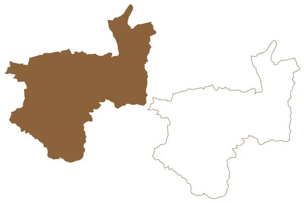 Kufstein区 奥地利共和国或奥斯特里奇州 蒂罗尔州或蒂罗尔州 地图矢量图解 速写草图Bezirk Kufstein地图 — 图库矢量图片
