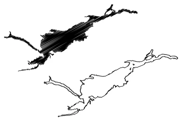 Lake Melville Canada North America Map Vector Illustration Scribble Sketch — Stockvector