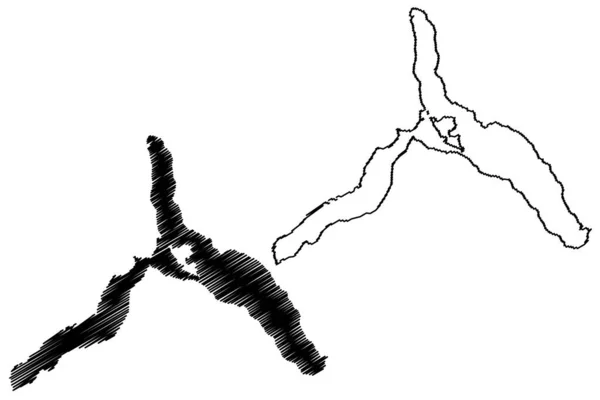 멘데즈 남아메리카 아르헨티나 공화국 일러스트 스케치 Lago Menendez Map — 스톡 벡터