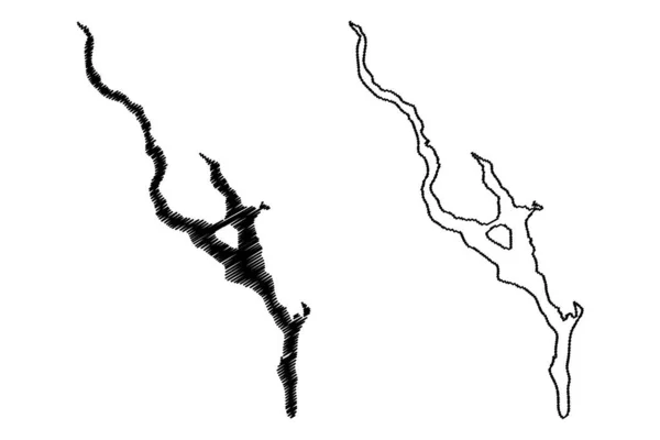Lake Mjosa Kingdom Norway Map Vector Illustration Scribble Sketch Mjosa — Stock vektor