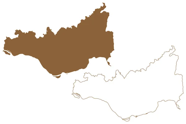 ペルグ郡 オーストリア共和国またはステレヒ州 オーストリア北部またはオーバーオステルレヒ州 地図ベクトル図 スケッチブルスケッチベジークペルグ地図 — ストックベクタ