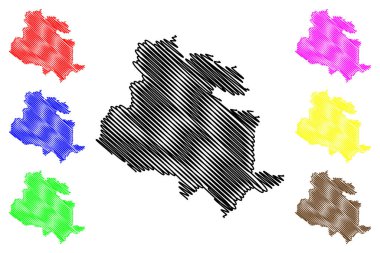 Bradford Şehir ve Metropolitan Borough (İngiltere Birleşik Krallığı ve Kuzey İrlanda, Metropolitan ve törensel ilçe Batı Yorkshire, İngiltere) harita vektör çizimi, karalama çizimi 