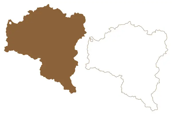 Distretto Bludenz Stato Della Repubblica Austria Osterreich Vorarlberg Vorarlbearg Mappa — Vettoriale Stock