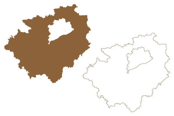 ヴェルズ ランド地区 オーストリア共和国またはオステルレヒ州 オーストリア北部またはオステルレヒ州 地図ベクトル図 スケッチブック ベジーク ウェルズ ランド地図 — ストックベクタ