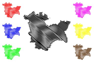 Bromsgrove Metropolitan olmayan bölge (İngiltere Birleşik Krallığı ve Kuzey İrlanda, törensel ilçe Worcestershire veya Worcs, İngiltere) harita vektör çizimi, çizim haritası