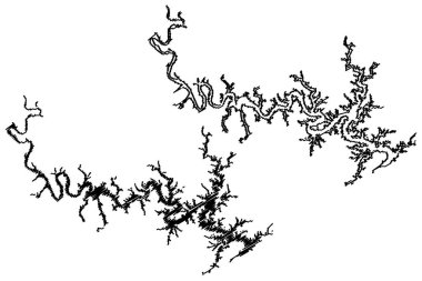Bull Shoals Reservoir Gölü (Amerika Birleşik Devletleri, Kuzey Amerika, biz, ABD, Arkansas ve Missouri) harita vektör çizimi, karalama çizimi Bull Shoals Barajı haritası