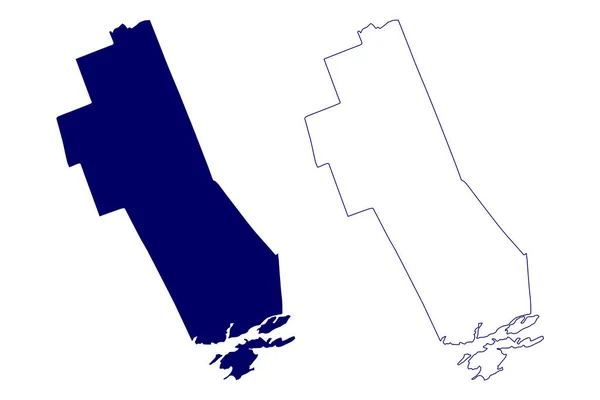 フロンテナック郡 カナダ オンタリオ州 地図ベクトル図 スケッチブック フロンテナック地図 — ストックベクタ