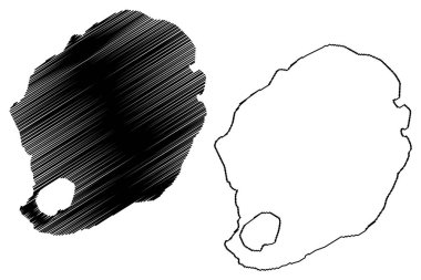 Lake Coatepeque (Republic of El Salvador, central america) map vector illustration, scribble sketch Lago Coatepeque map