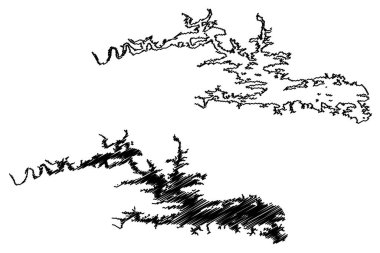 Lake DeGray Reservoir (United States of America, North America, us, usa, Arkansas) map vector illustration, scribble sketch DeGray Dam map