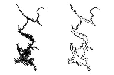 Lake Don Pedro Reservoir (United States of America, North America, us, usa, California) map vector illustration, scribble sketch New Don Pedro Dam map