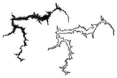Lake El Cajon Dam (Republic of Honduras, central america) map vector illustration, scribble sketch El Cajon or Central Hidroelectrica Francisco Morazan reservoir map
