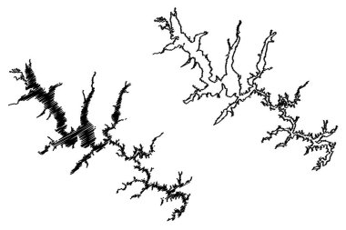 Lake Falls Reservoir (United States of America, North America, us, usa, North Carolina) map vector illustration, scribble sketch Falls Dam map