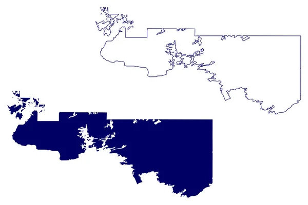 Карта Округа Рейни Ривер Канада Провинция Онтарио Северная Америка Набросок — стоковый вектор