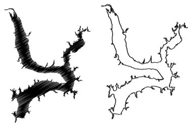 Lake Kaw Reservoir (United States of America, North America, us, usa, Oklahoma) map vector illustration, scribble sketch Kaw Dam map