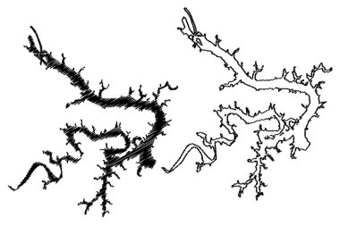 Lake Keystone Reservoir (United States of America, North America, us, usa, Oklahoma) map vector illustration, scribble sketch Keystone Dam map