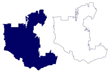 Outaouais İdari Bölgesi (Kanada, Quebec Eyaleti, Kuzey Amerika) harita vektör çizimi, çizim taslağı Outaouais haritası