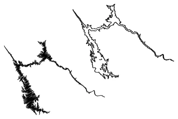 Mcclure湖水库 美利坚合众国 美国和美国 — 图库矢量图片