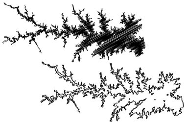 Lake Murray Reservoir (United States of America, North America, us, usa, South Carolina) map vector illustration, scribble sketch Saluda Dam map