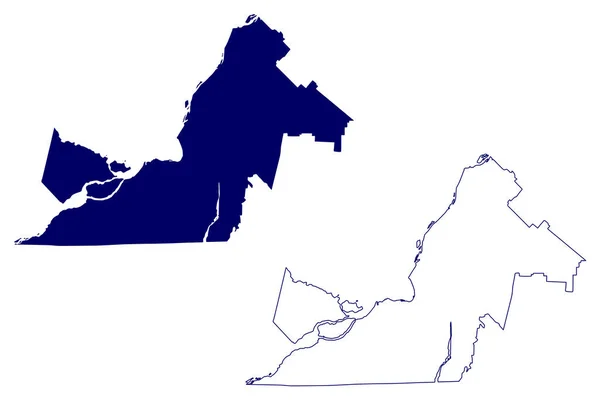 Monteregie Regione Amministrativa Canada Provincia Del Quebec Nord America Mappa — Vettoriale Stock